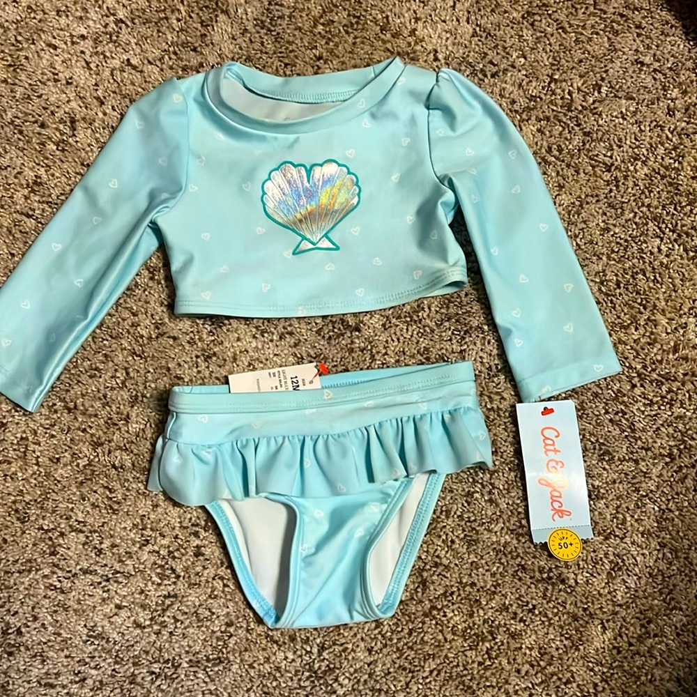 NWT cat & Jack 2 piece swim suit.  12M.